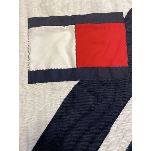 Womans Plus Tommy Hilfiger Sweater 1X Y2K Pullover Stripes Buttons Large Logo - Picture 3 of 8